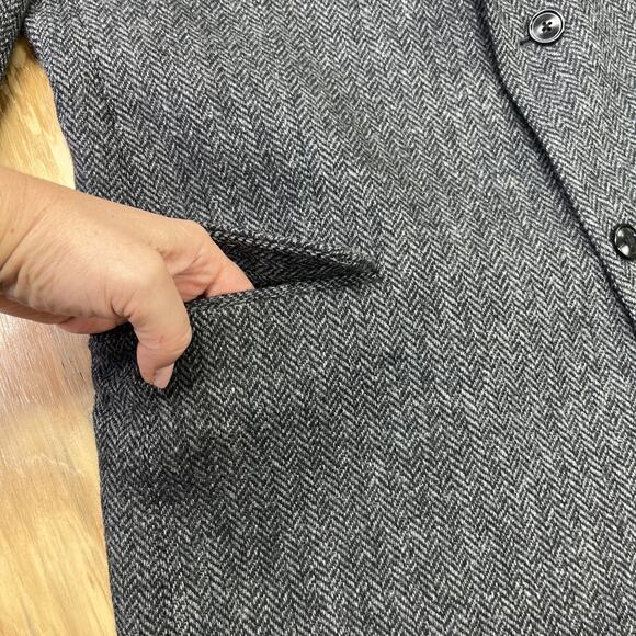 Vintage Barrington Herringbone Tweed Wool Sport Coat Jacket 44L Two Button Gray - Picture 9 of 16